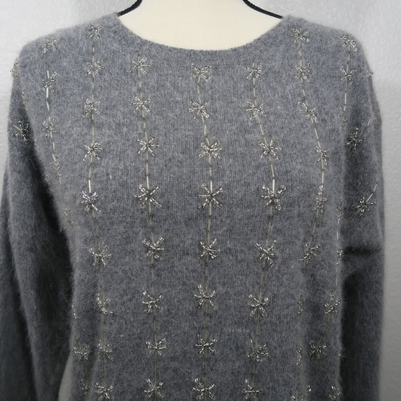 Vintage Sweater Womens Lambswool Angora Holiday Christmas Snowflake Tunic Size S - Picture 2 of 13